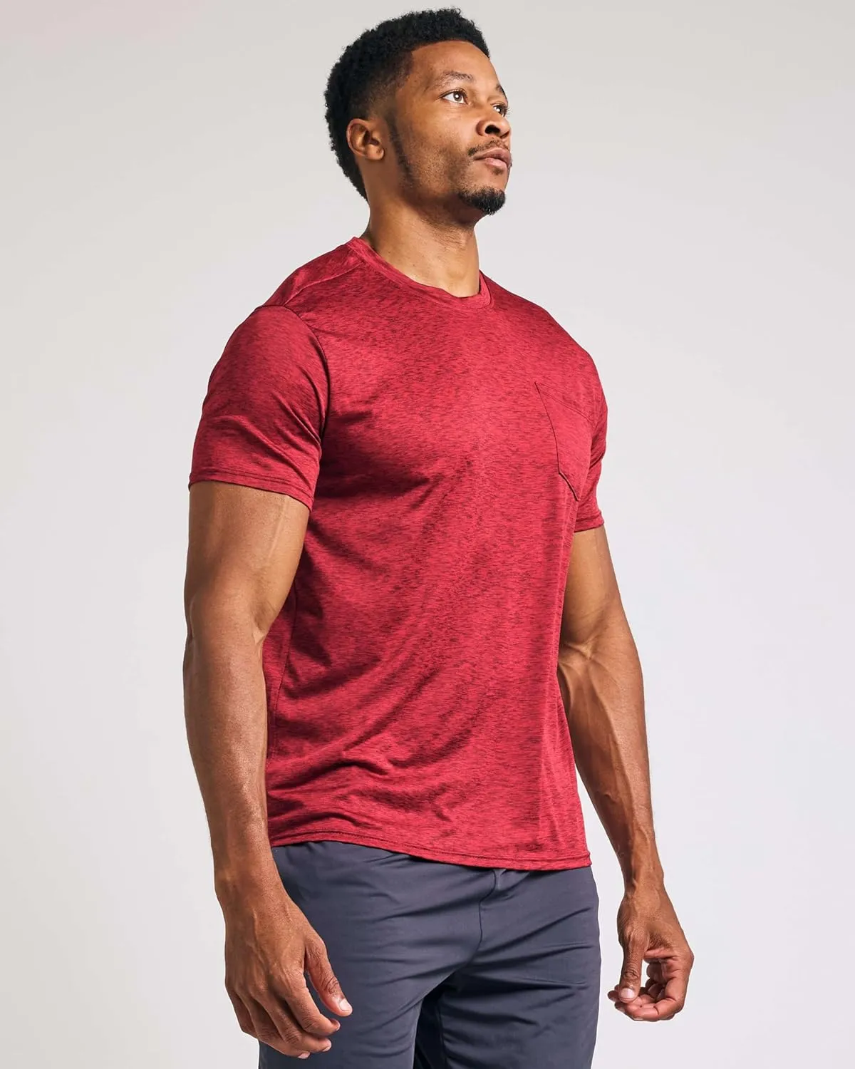 Real Essentials 4 Pack: Men's Dry-Fit Short Sleeve Pocket Crew Performance Athletic T-Shirt (Available in Big & Tall)