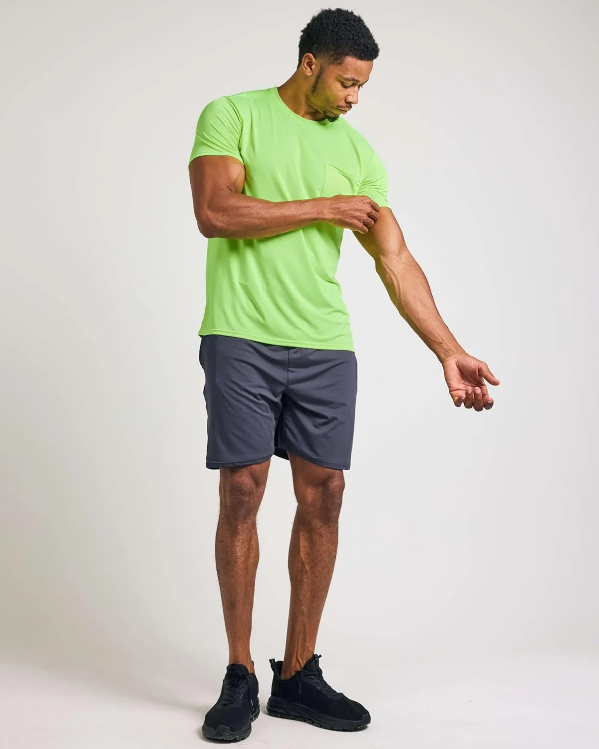 Real Essentials 4 Pack: Men's Dry-Fit Short Sleeve Pocket Crew Performance Athletic T-Shirt (Available in Big & Tall)