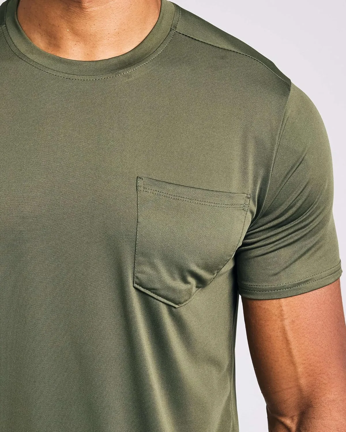 Real Essentials 4 Pack: Men's Dry-Fit Short Sleeve Pocket Crew Performance Athletic T-Shirt (Available in Big & Tall)