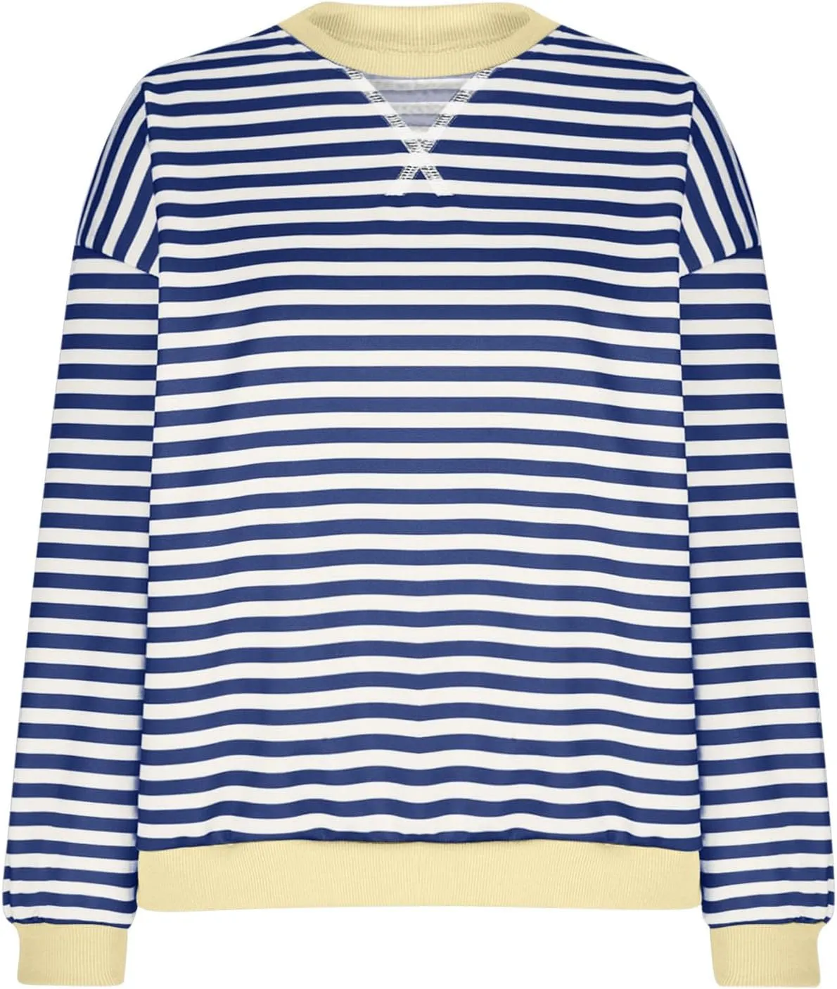 Ruziyoog Women Striped Oversized Sweatshirt Color Block Long Sleeve Crew Neck Shirts Casual Loose Pullover Y2K Top