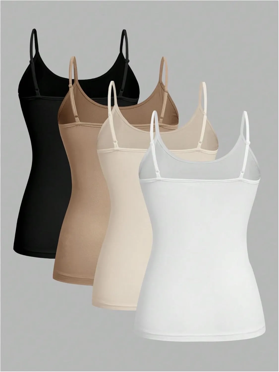 SOLY HUX Women's Plus Size Basic Camisole 4 Packs Spaghetti Strap Sleeveless Layering Fitted Cami Tops