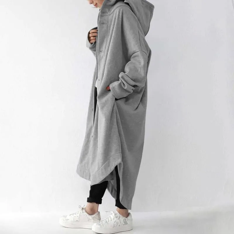 Trench Coats for Women Fall Winter 2024 Lightweight Hooded Button Down Long Coats Jacket Overcoat