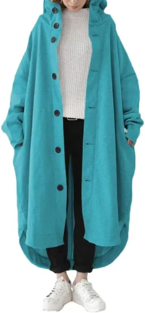 Trench Coats for Women Fall Winter 2024 Lightweight Hooded Button Down Long Coats Jacket Overcoat