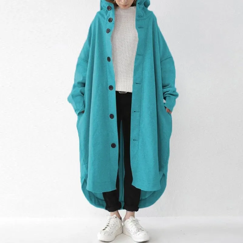 Trench Coats for Women Fall Winter 2024 Lightweight Hooded Button Down Long Coats Jacket Overcoat