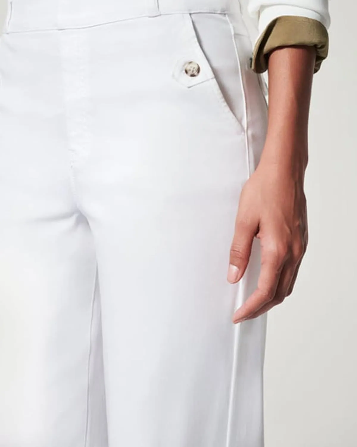Tummy Control Twill Cropped Wide Leg Pant, Plus Size Wide Leg, Stretch Twill Cropped Wide Leg Pant, Small, Black