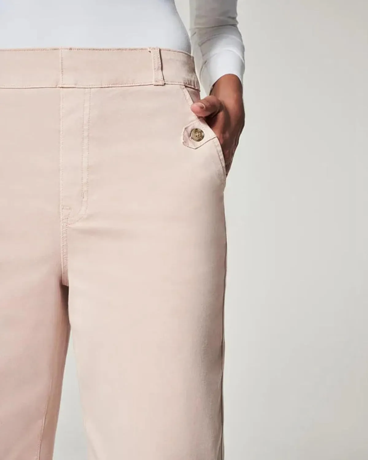 Tummy Control Twill Cropped Wide Leg Pant, Plus Size Wide Leg, Stretch Twill Cropped Wide Leg Pant, Small, Black