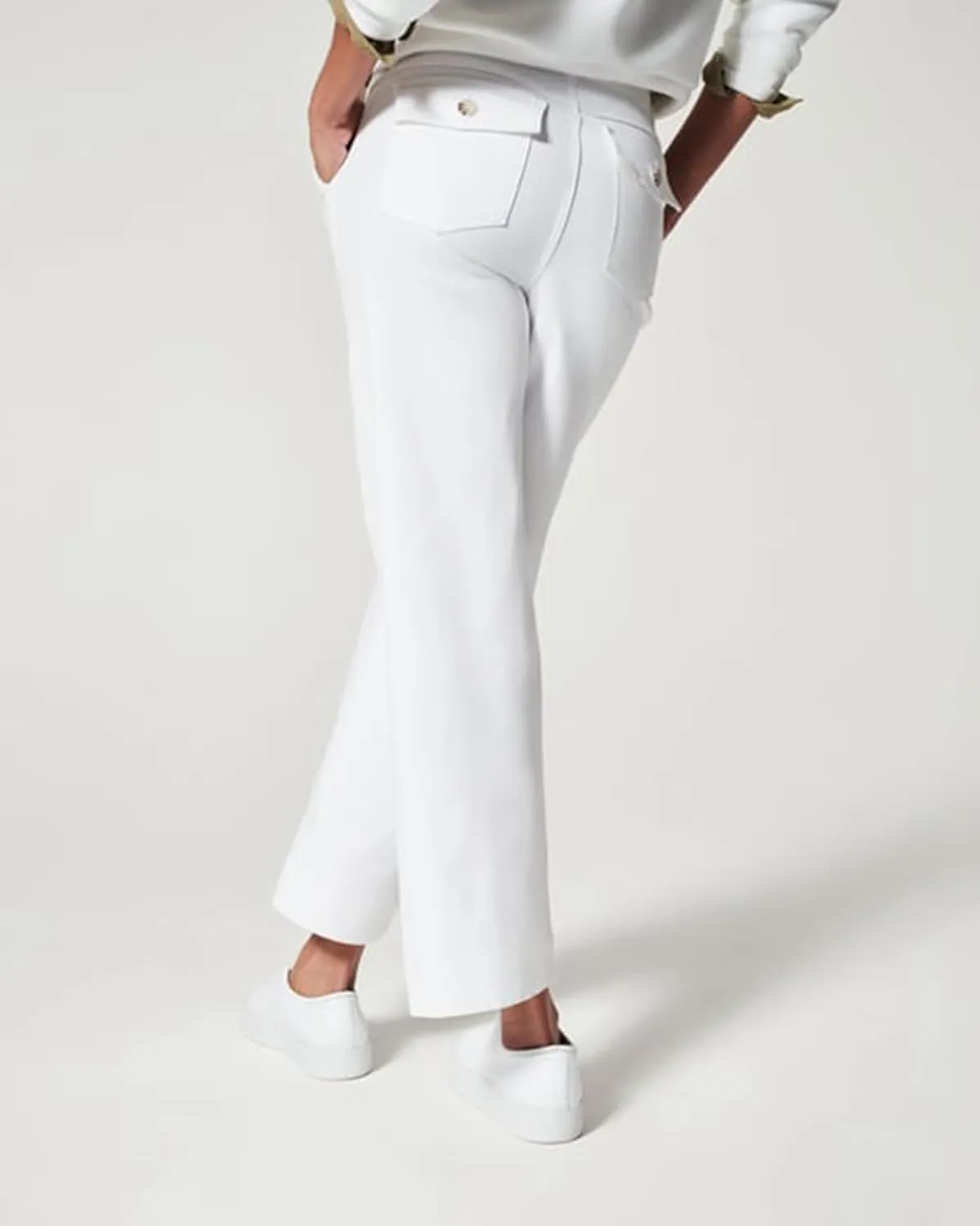 Tummy Control Twill Cropped Wide Leg Pant, Plus Size Wide Leg, Stretch Twill Cropped Wide Leg Pant, Small, Black