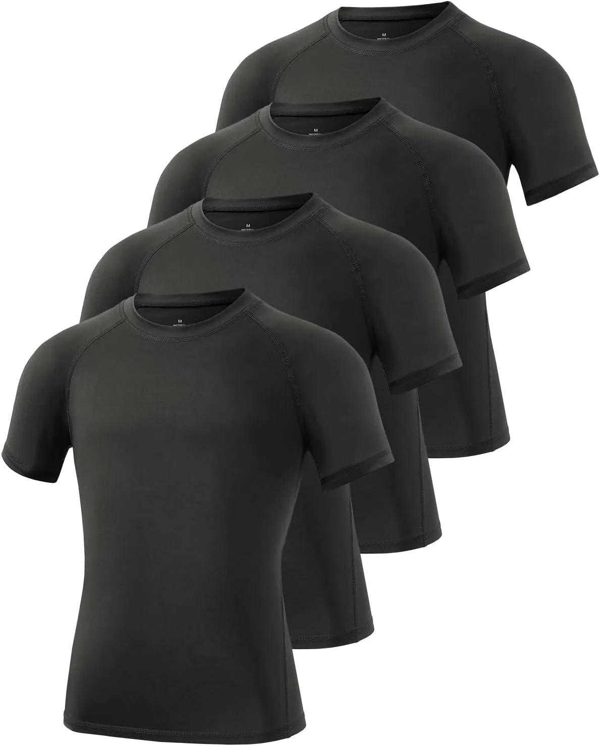 Ullnoy 4 Pack Boys Athletic Compression Shirts Short Sleeve Dry Fit T Shirts for Kids Moisture Wicking Athletic Tees