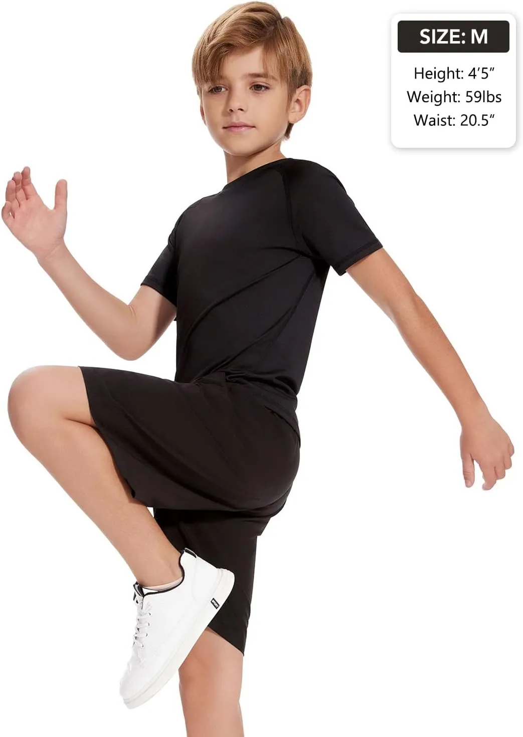 Ullnoy 4 Pack Boys Athletic Compression Shirts Short Sleeve Dry Fit T Shirts for Kids Moisture Wicking Athletic Tees