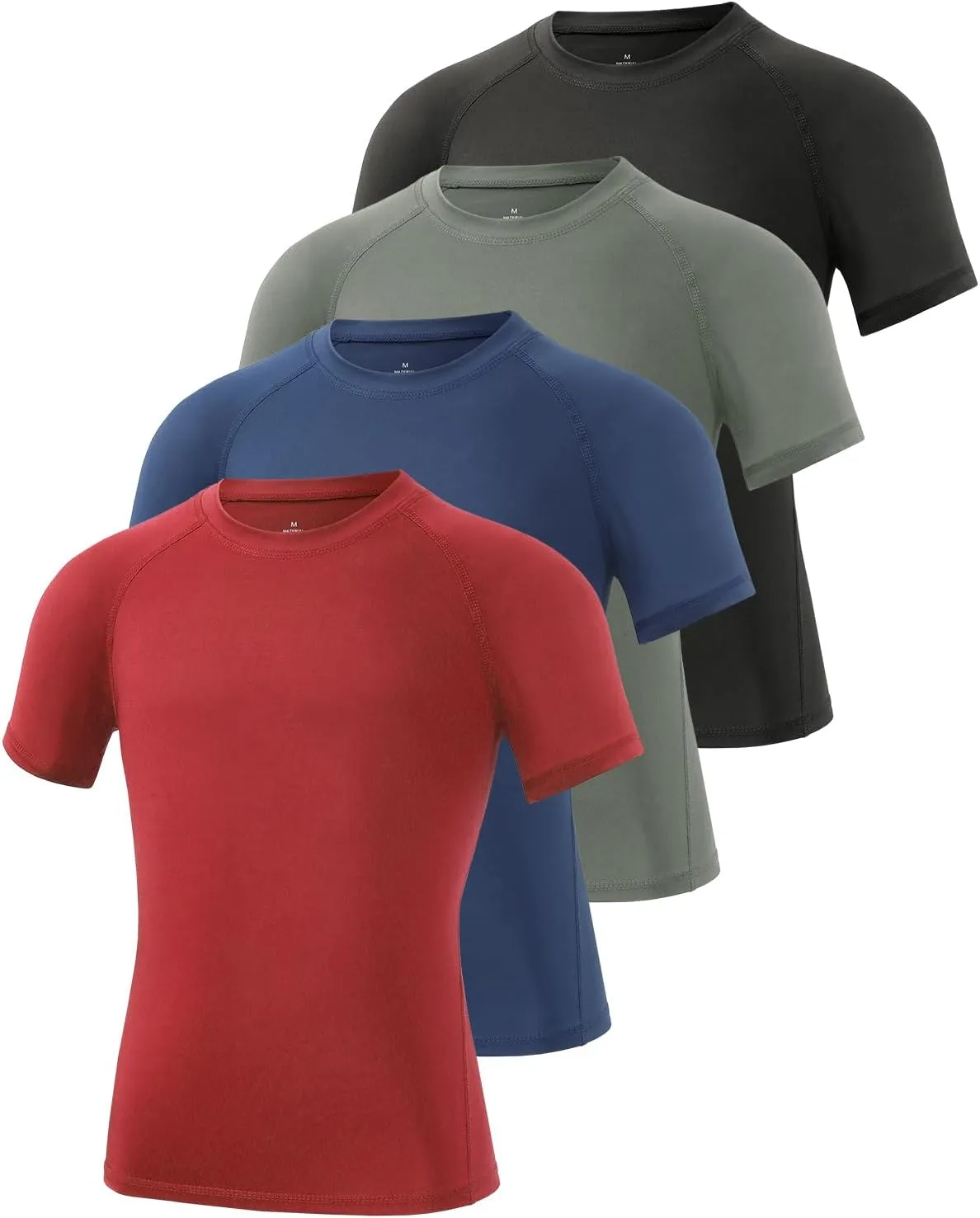 Ullnoy 4 Pack Boys Athletic Compression Shirts Short Sleeve Dry Fit T Shirts for Kids Moisture Wicking Athletic Tees