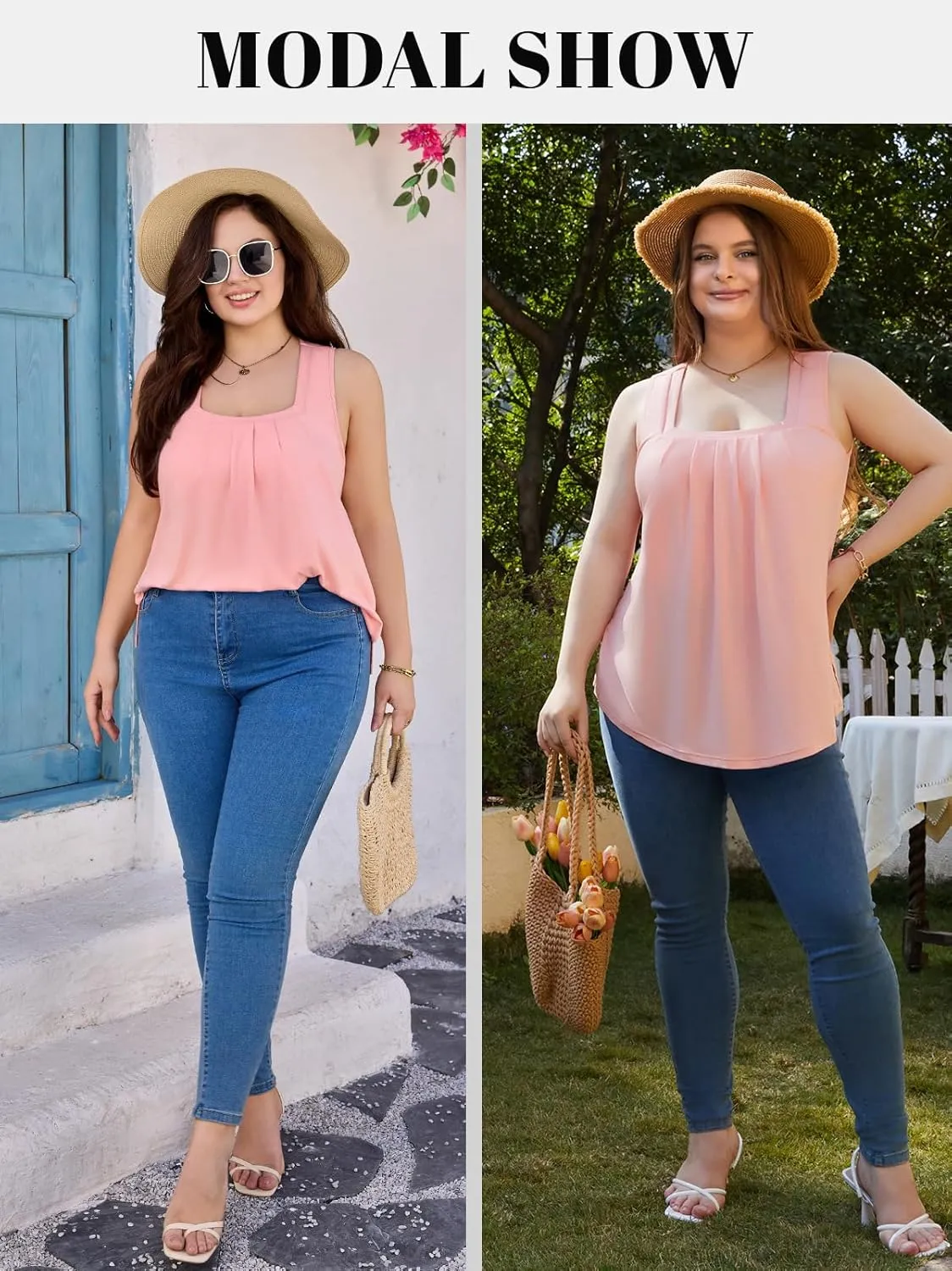 V FOR CITY Women Plus Size Loose Tank Tops with Built in Bra Square Neck Summer Shirts Flowy Casual Tunic