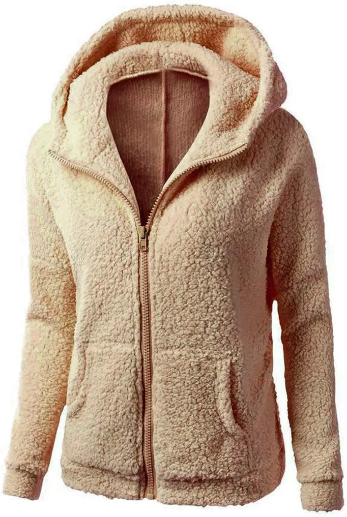 Winter Coats for Women 2024 Lightweight Fleece Lined Zip Up Coats Comfy Warm Plus Size Sherpa Jackets with Pockets