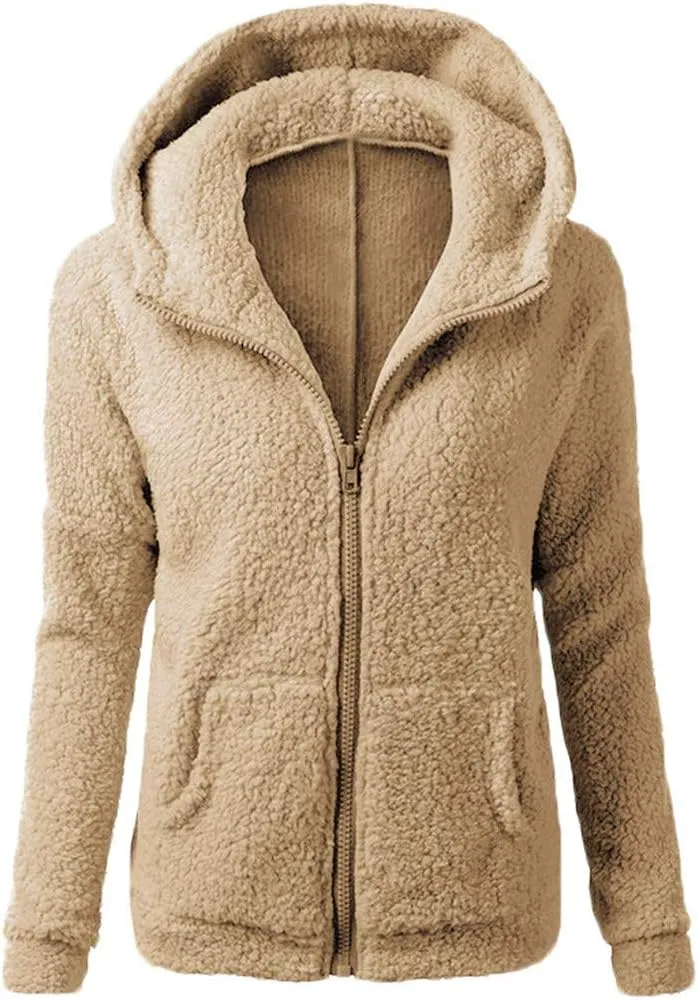 Winter Coats for Women 2024 Lightweight Fleece Lined Zip Up Coats Comfy Warm Plus Size Sherpa Jackets with Pockets