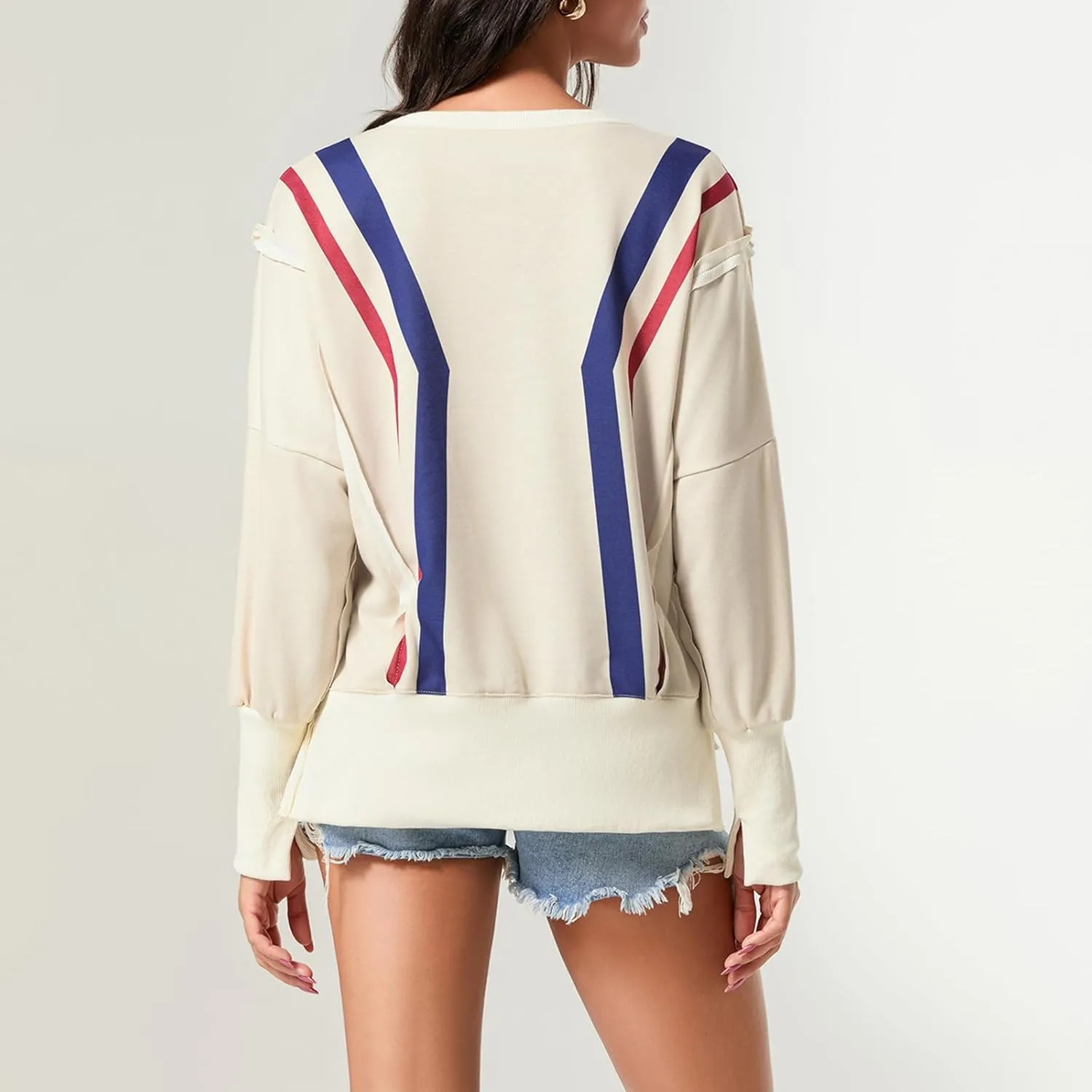 Women Oversized Star Graphic Sweatshirt Long Sleeve Drop Shoulder Shirts Top Y2k Retro Aesthetic Pullover Hoodies