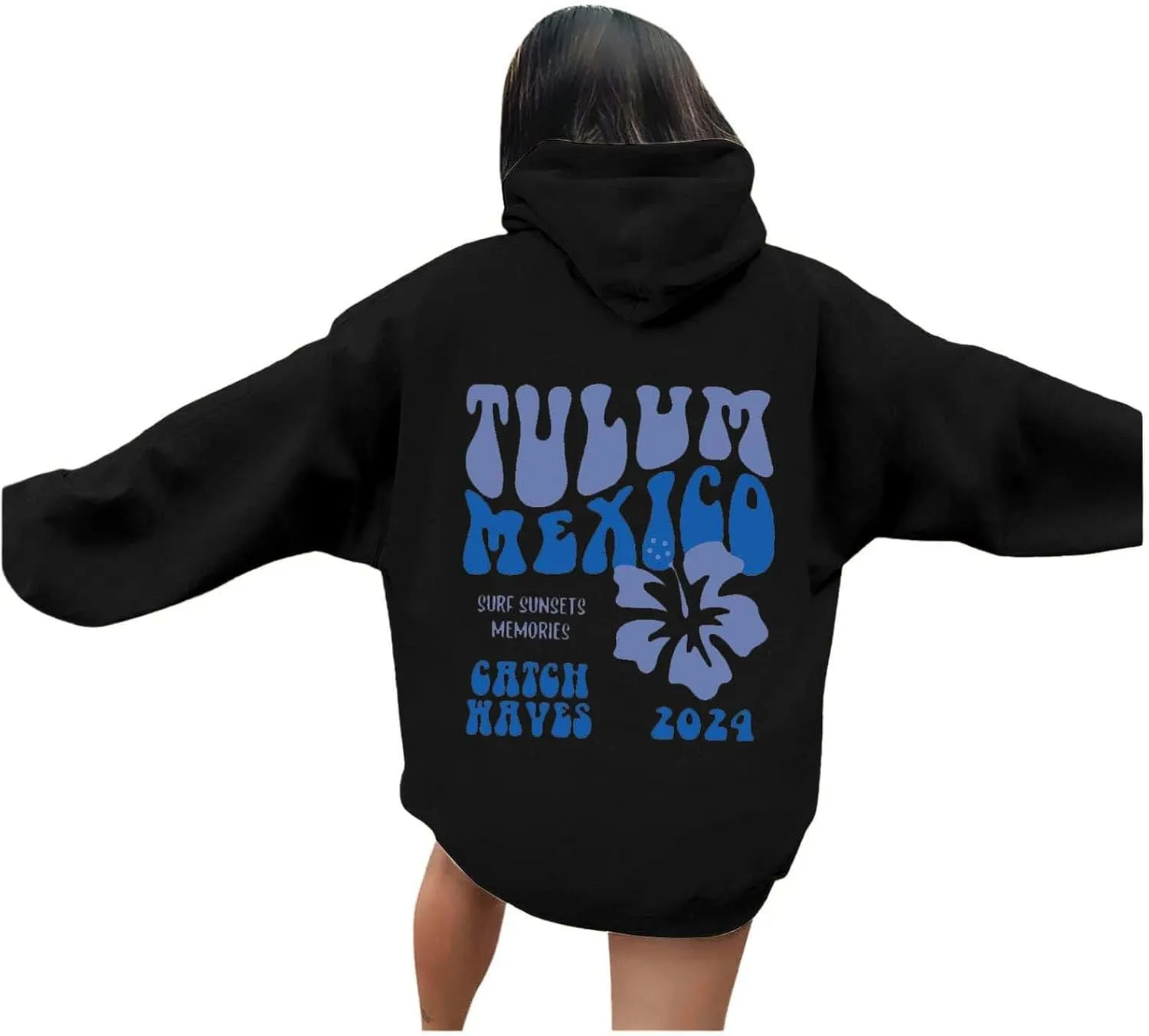 Women Pink Hoodie Cute Letter Floral Graphic Hoodies Y2k Preppy Girls Sweatshirt Oversized Casual Fashion Pullover