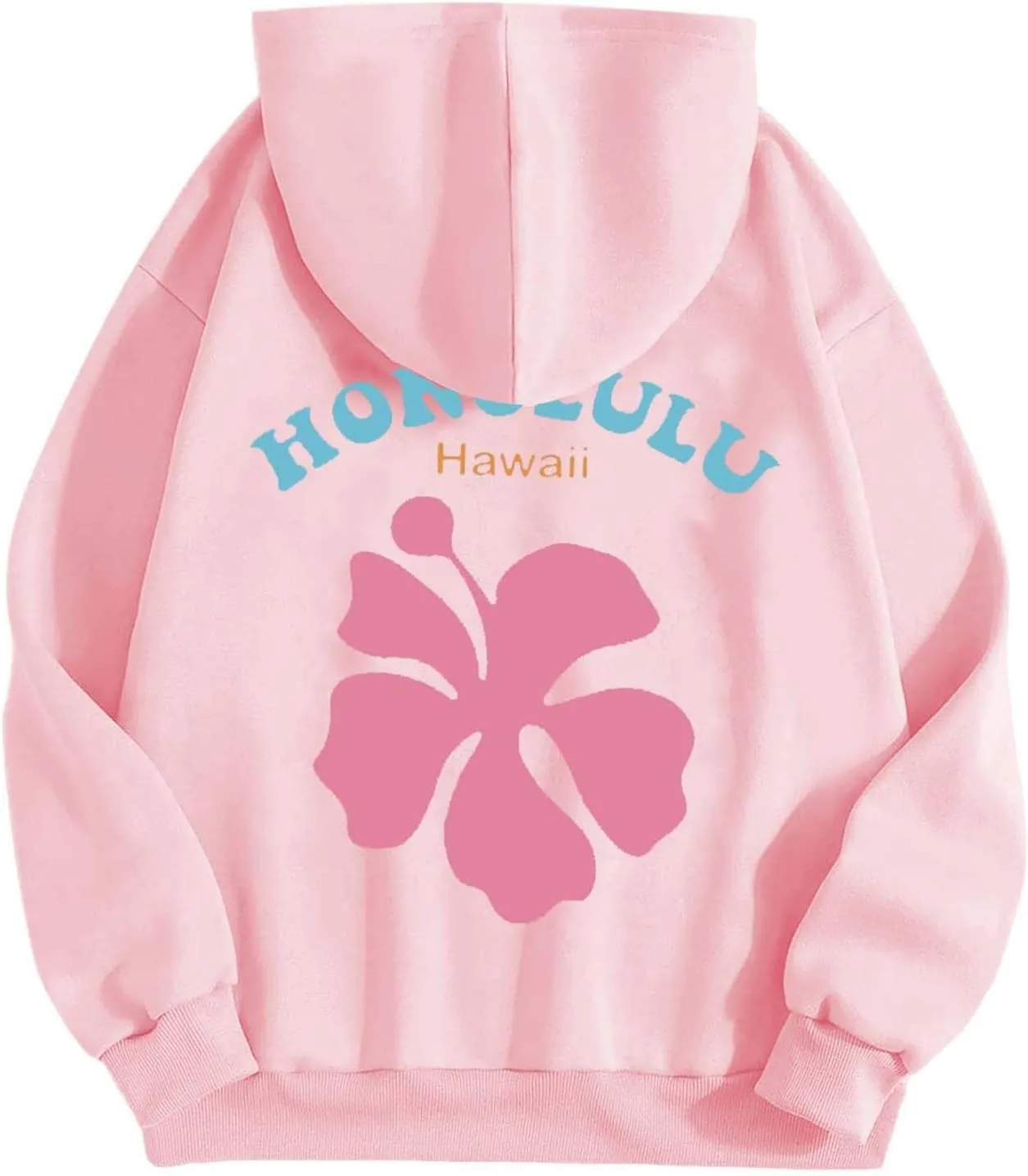 Women Pink Hoodie Cute Letter Floral Graphic Hoodies Y2k Preppy Girls Sweatshirt Oversized Casual Fashion Pullover