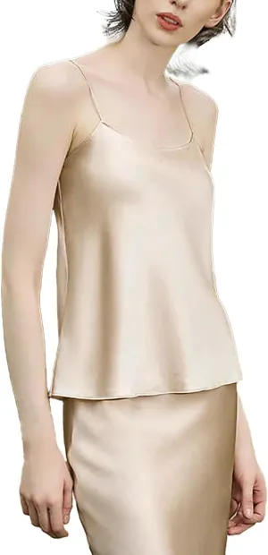 Women's 100% Silk Camisole Top  19 Momme Scoop Neck Spaghetti Strap Tank  Sleepwear or Layering Cami