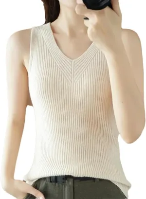 Women's Camisole Seasons Inner Cloth Vest Sleeveless Condole Belt Knit Tops
