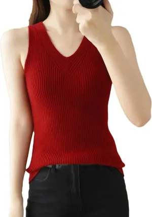 Women's Camisole Seasons Inner Cloth Vest Sleeveless Condole Belt Knit Tops