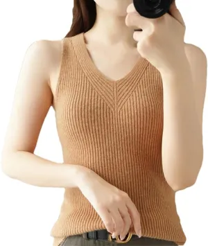 Women's Camisole Seasons Inner Cloth Vest Sleeveless Condole Belt Knit Tops
