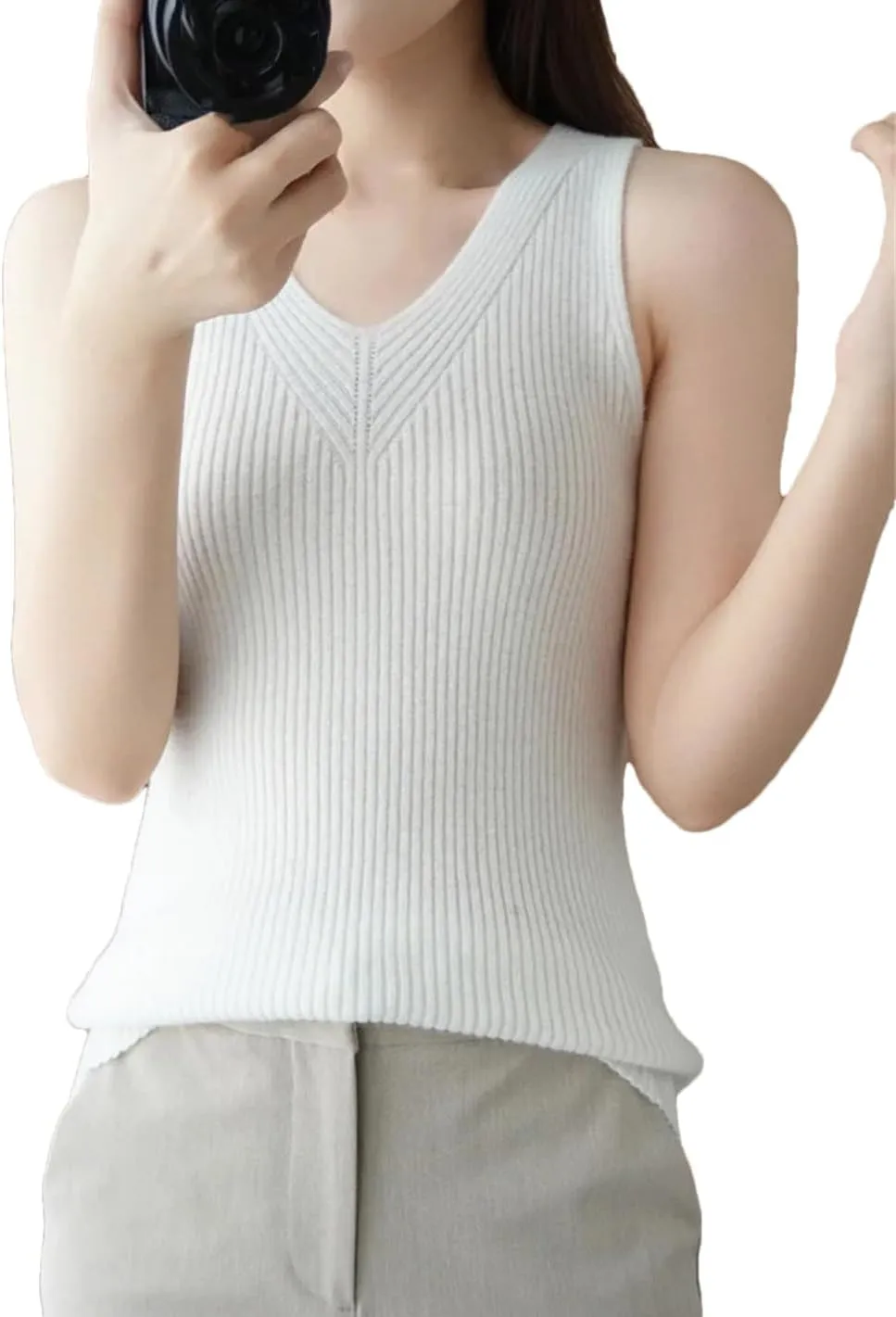 Women's Camisole Seasons Inner Cloth Vest Sleeveless Condole Belt Knit Tops
