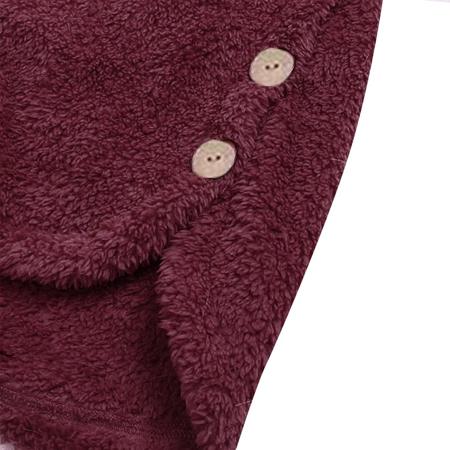 Women's Faux Fur Coats Shaggy Jacket Fleece Hooded Sweatshirt with Cat Ear Warm Fall Winter Jacket Oversized Outwears