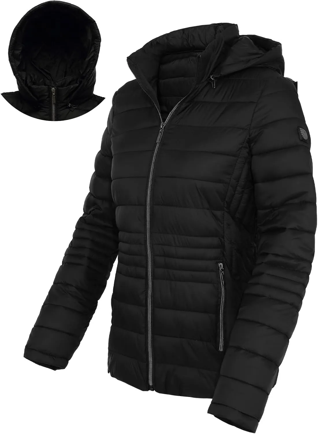 Women's Lightweight Puffer Jacket Quilted Winter Coats with Detachable Hood