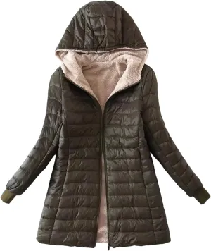 Womens Long Puffer Jacket 2024 Plus Size Down Coat Cotton Cover Coat Lightweight Down Coat with Hood Winter Jackets