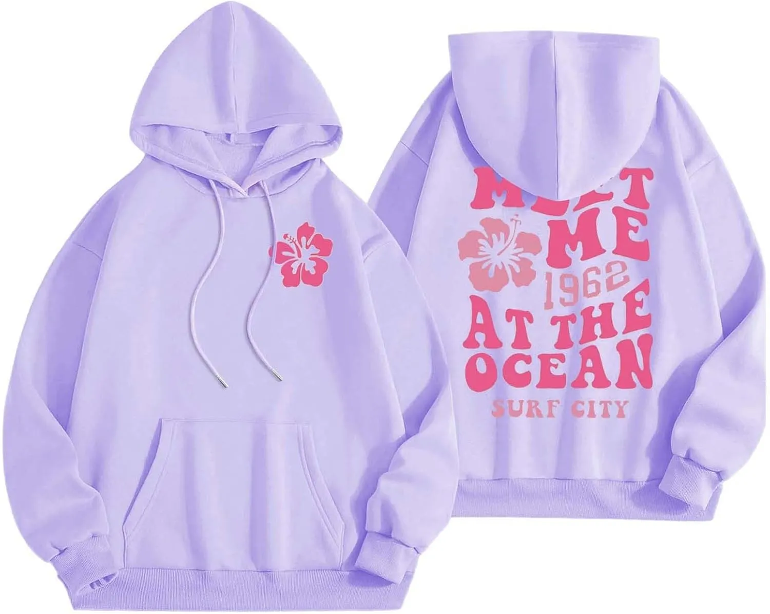 Womens Oversized Hoodies Cute Letter Print Sweatshirt Casual Preppy Floral Graphic Hoodie Winter Pullover Teen Girls
