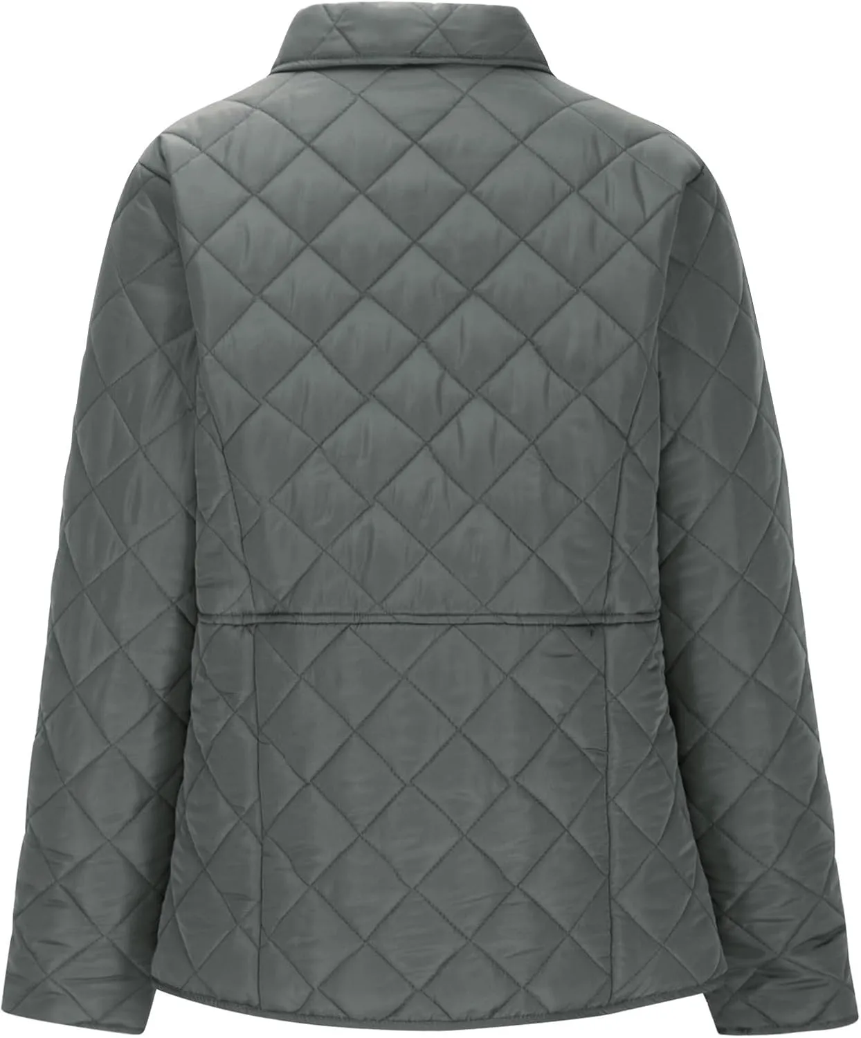 Women's Puffer Jacket Long Sleeve Button Down Lapel Quilted Coats Casual Lightweight Outwear Jacket With Pockets
