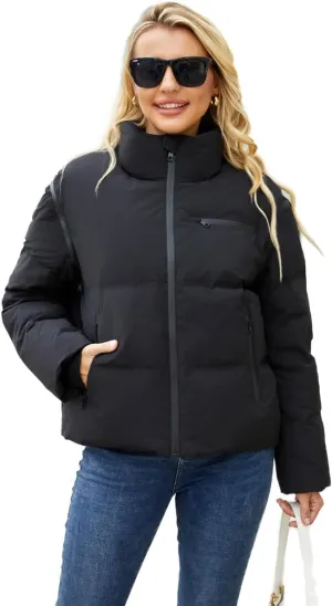 Women's Winter Down Jacket with Removable Sleeves Lightweight Vest Warm Coat with Pockets Outerwear