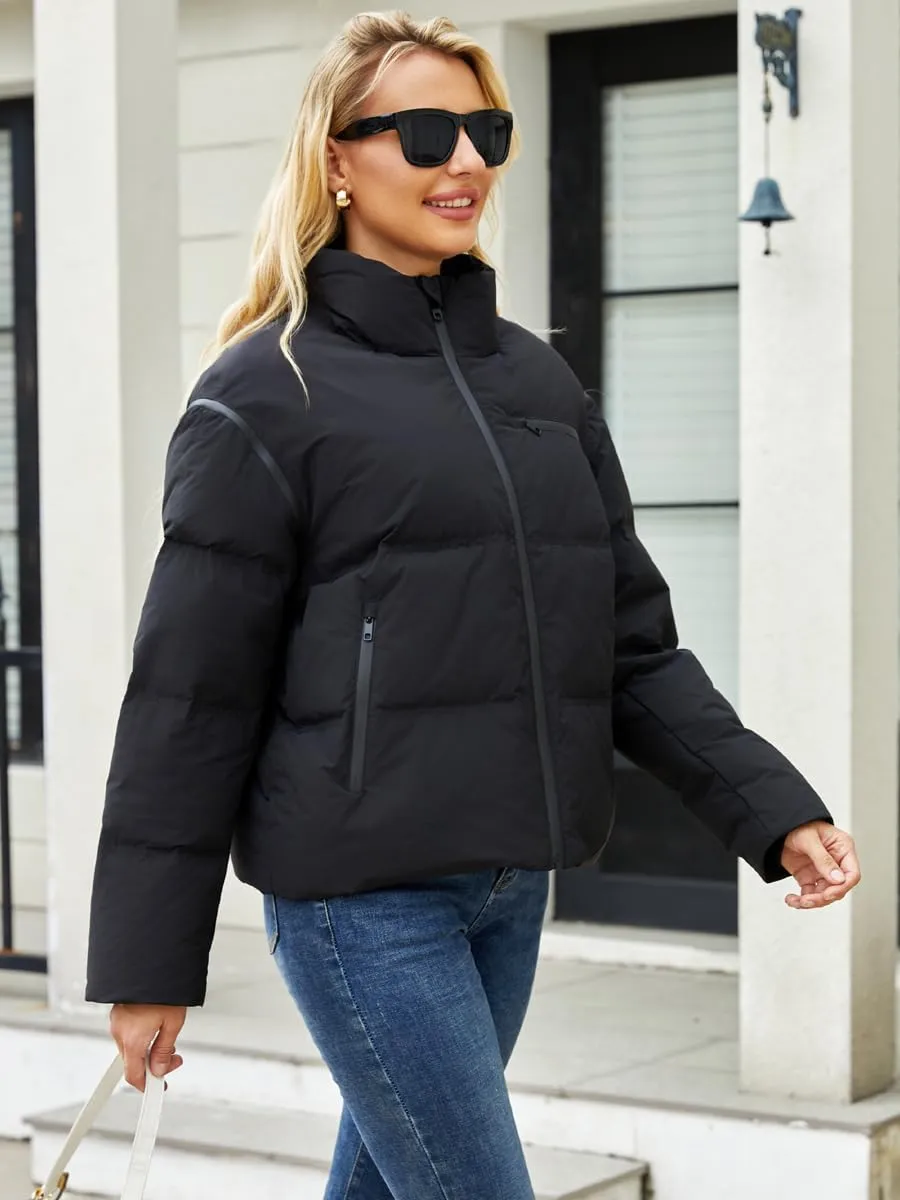 Women's Winter Down Jacket with Removable Sleeves Lightweight Vest Warm Coat with Pockets Outerwear